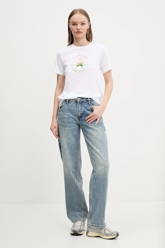 Bavlněné tričko Converse 10027385.A01 bílá SS25