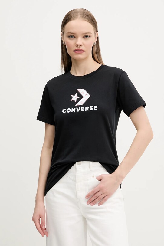 Converse tricou din bumbac print negru 10027386.A01
