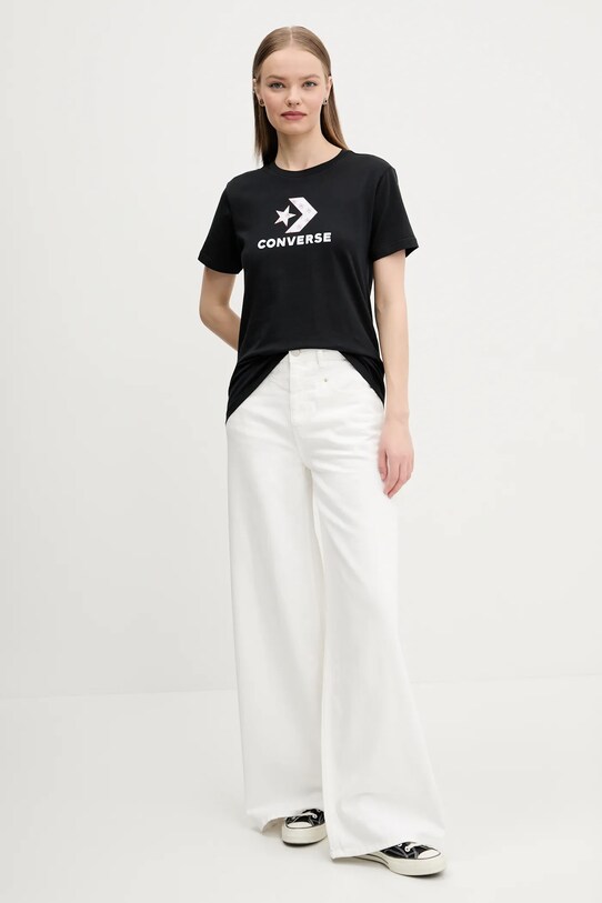 Converse tricou din bumbac 10027386.A01 negru SS25