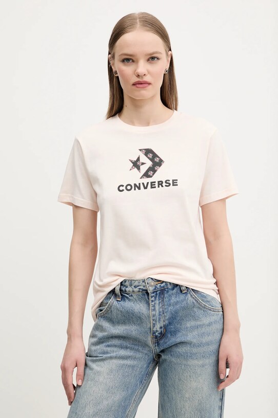 Converse tricou din bumbac print roz 10027386.A02