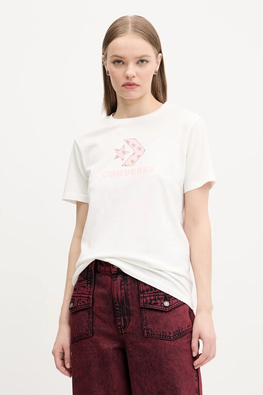 Converse tricou din bumbac print bej 10027386.A03