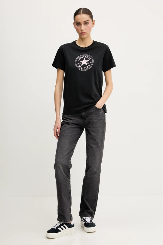 Converse tricou din bumbac 10028412.A01 negru SS25