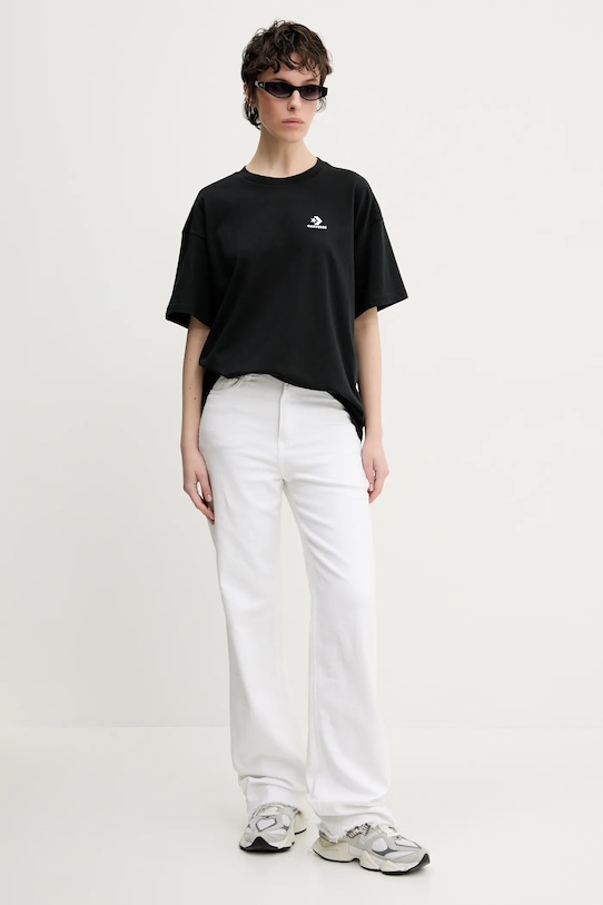 Converse t-shirt bawełniany 10028415.A01 czarny SS25