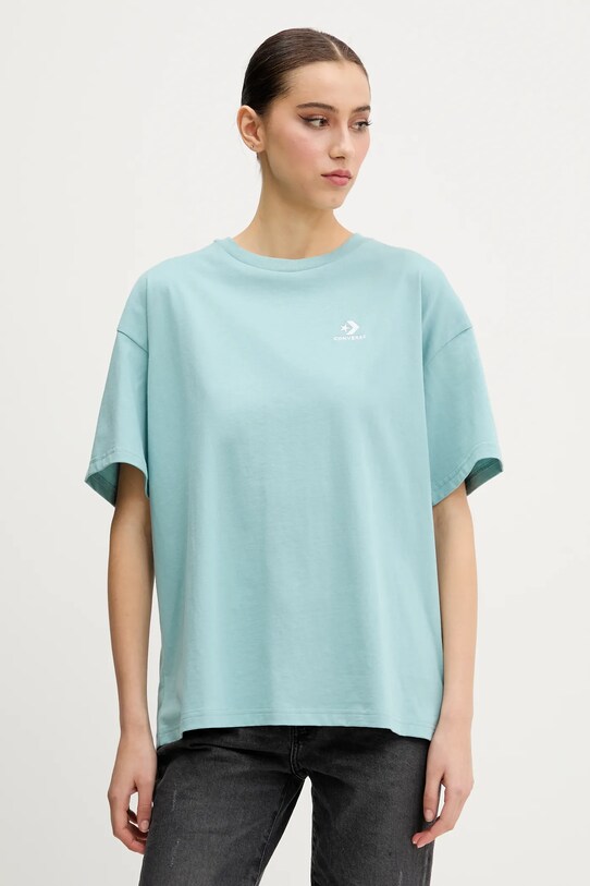 Хлопковая футболка Converse relaxed бирюзовый 10028415.A02