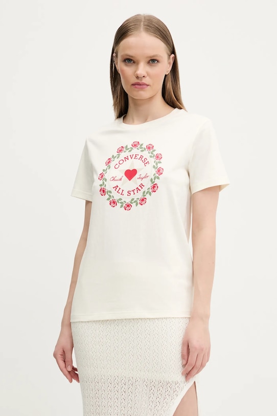 Converse t-shirt bawełniany nadruk beżowy 10028307.A01