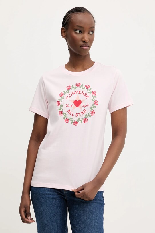 Converse t-shirt bawełniany nadruk różowy 10028307.A03
