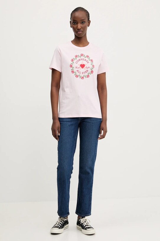 Converse t-shirt bawełniany 10028307.A03 różowy SS25