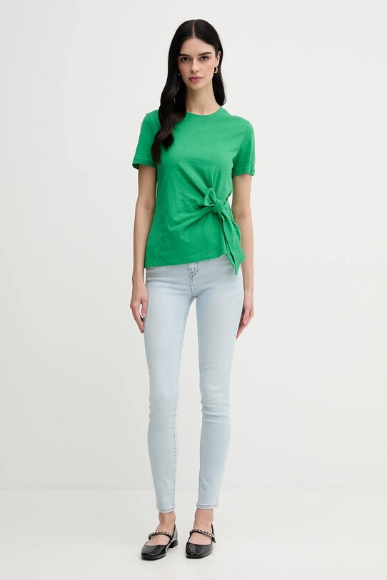 Tommy Hilfiger t-shirt bawełniany WW0WW44559 zielony SS25