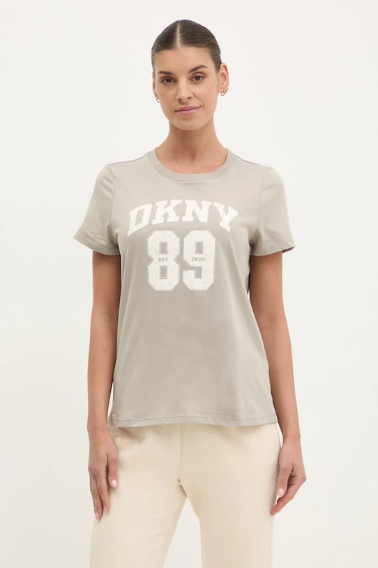Dkny tricou din bumbac imprimeu gri DP5T1228