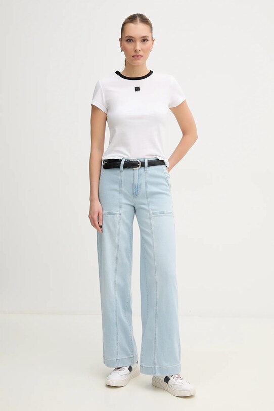 Памучна тениска Dkny DJ5T1340 бял SS25