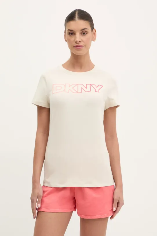 Dkny t-shirt z elastanem beżowy DP5T1193