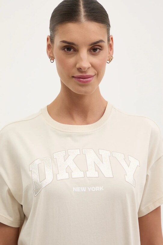 Bombažna kratka majica Dkny bež DP5T1224