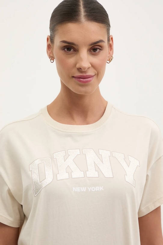 Bombažna kratka majica Dkny bež DP5T1224