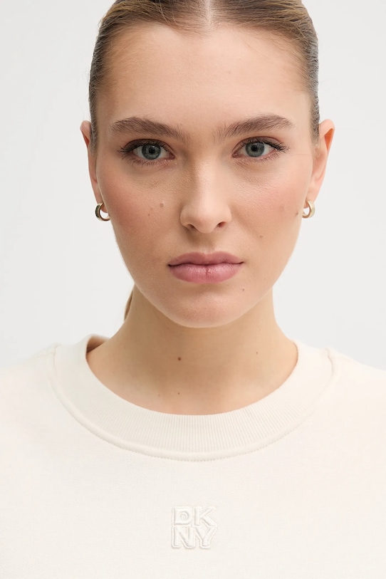 Bombažen top Dkny bež DJ5T1397