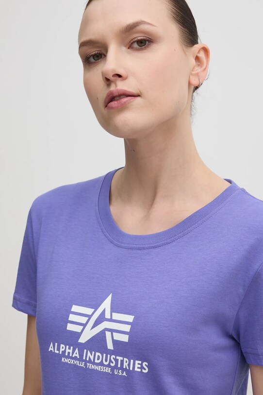 Oblečenie Bavlnené tričko Alpha Industries New Basic T Wmn 196051 fialová