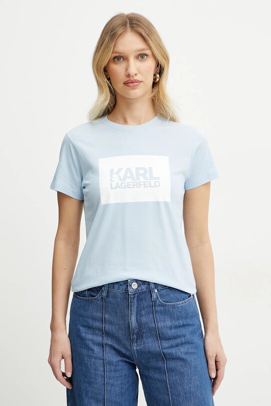 Karl Lagerfeld tricou din bumbac print albastru ASW17010