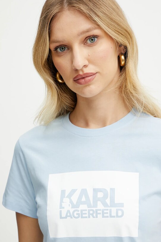 Karl Lagerfeld tricou din bumbac albastru ASW17010