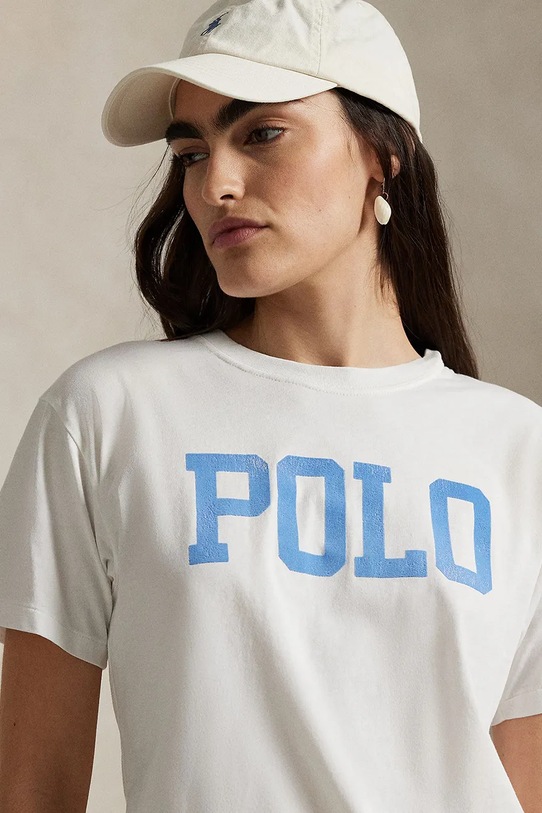 Bombažna kratka majica Polo Ralph Lauren bela 211965096