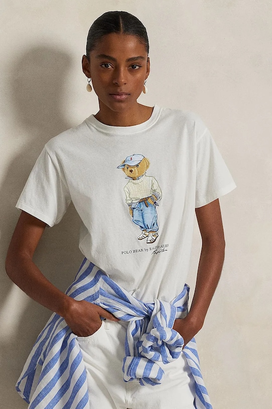 Polo Ralph Lauren t-shirt bawełniany aplikacja biały 211965107