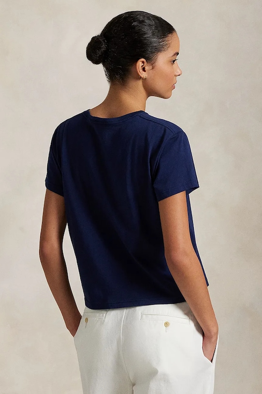 Βαμβακερό μπλουζάκι Polo Ralph Lauren 211965108 σκούρο μπλε SS25