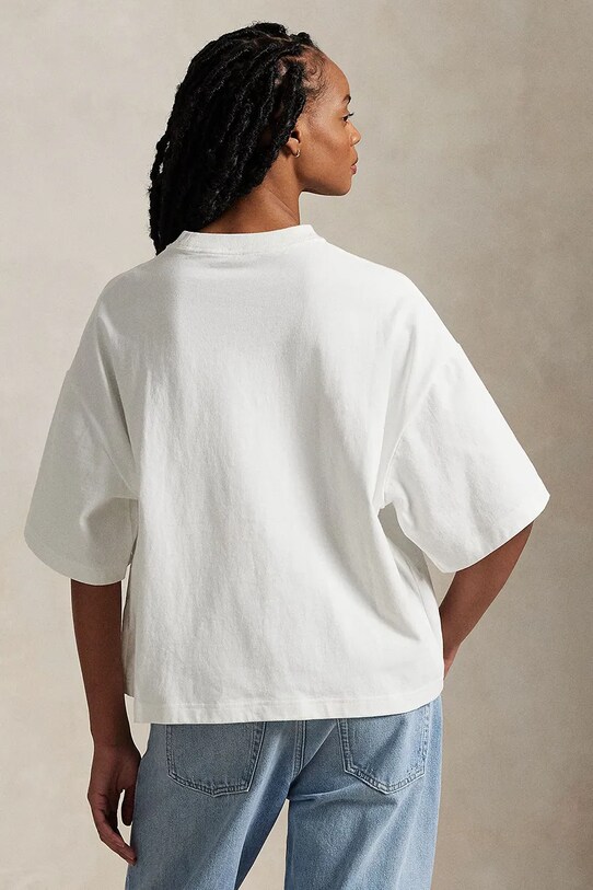 Bombažna kratka majica Polo Ralph Lauren 211965118 bela SS25