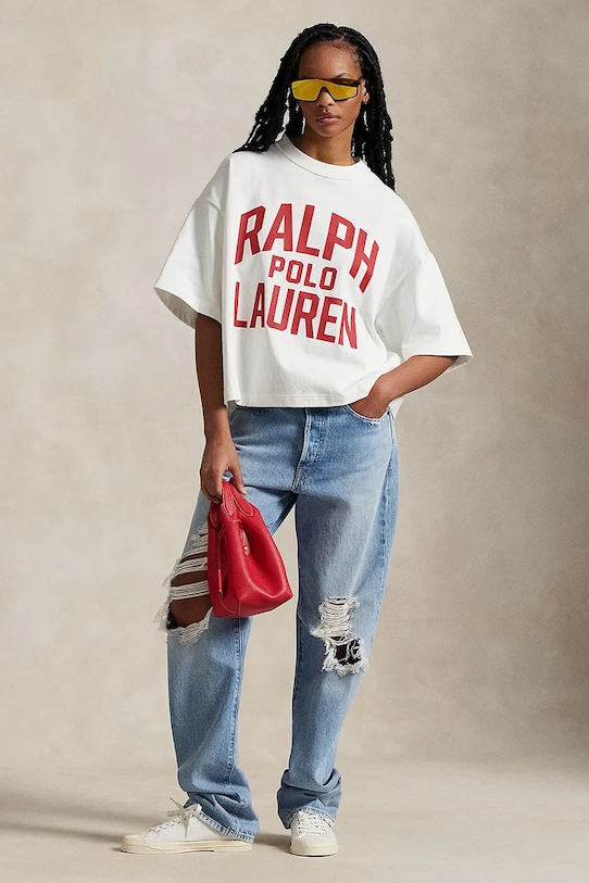 Одежда Хлопковая футболка Polo Ralph Lauren 211965118 белый