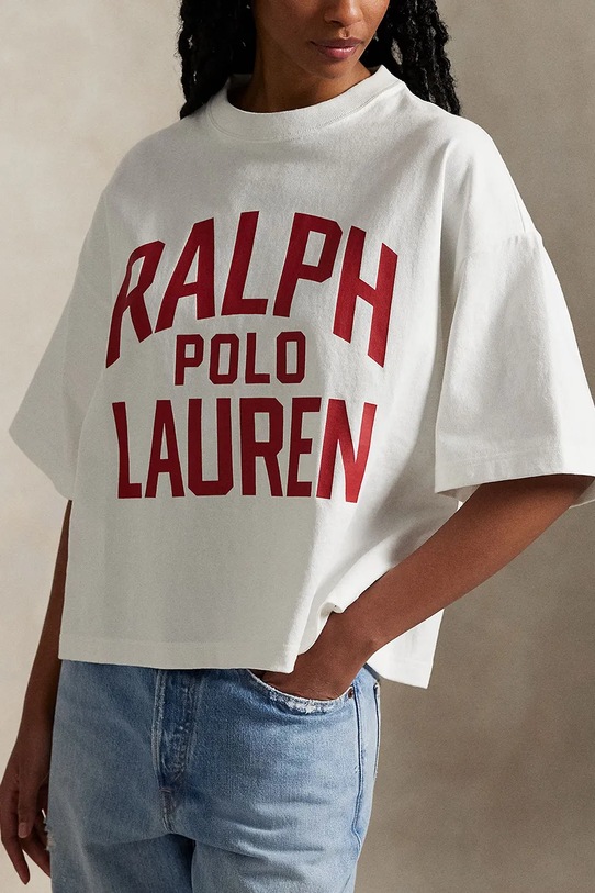 Bombažna kratka majica Polo Ralph Lauren bela 211965118