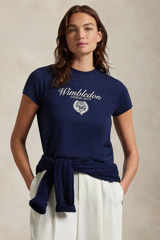 Bavlnené tričko Polo Ralph Lauren potlač tmavomodrá 211970504