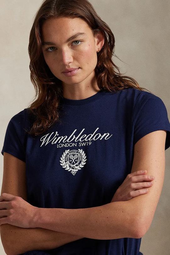 Bavlněné tričko Polo Ralph Lauren Wimbledon Collection námořnická modř 211970504