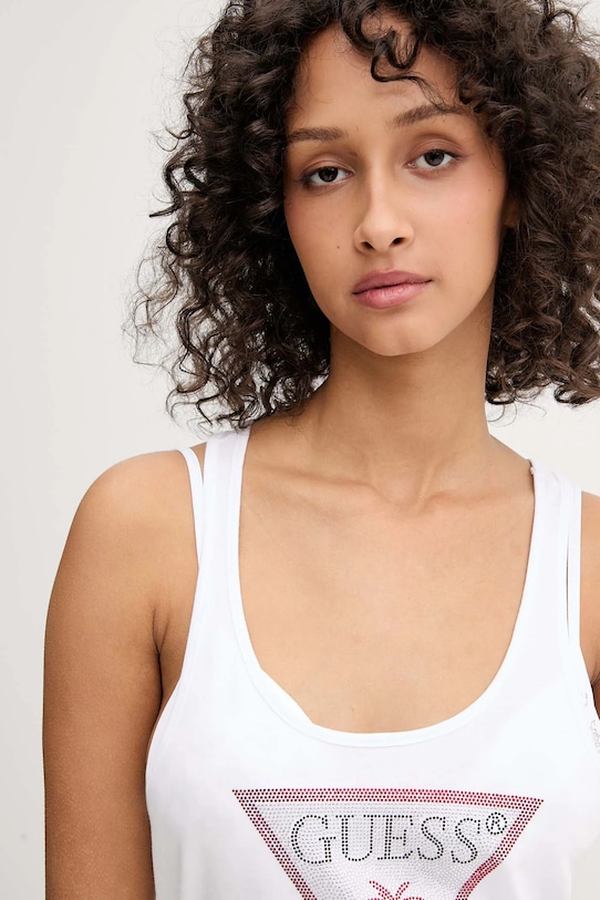 Βαμβακερό φόρεμα παραλίας Guess λευκό E5GP01.I3Z14