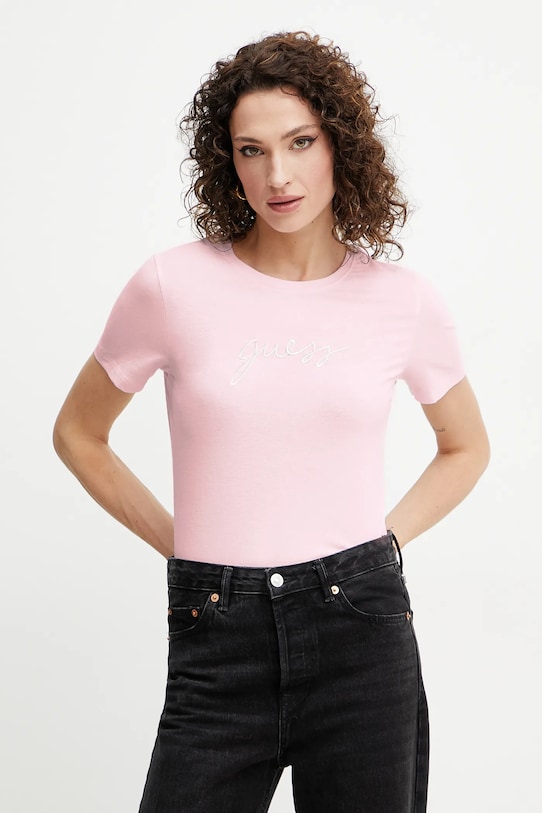 Guess t-shirt regular różowy O5GI02.KBBU1