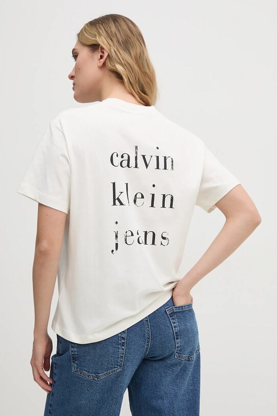 Calvin Klein Jeans t-shirt in cotone semplice beige J20J225238