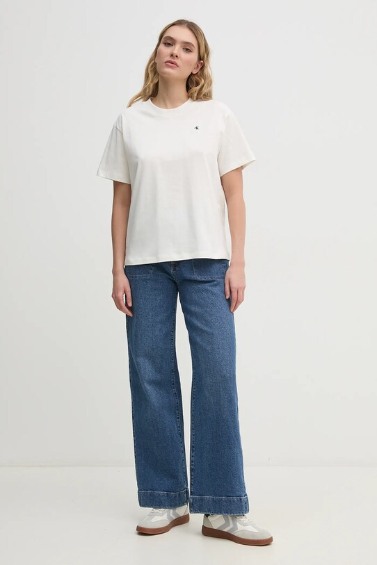 Calvin Klein Jeans t-shirt in cotone J20J225238 beige SS25