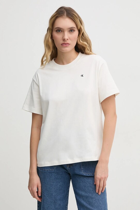 Одежда Хлопковая футболка Calvin Klein Jeans J20J225238 бежевый