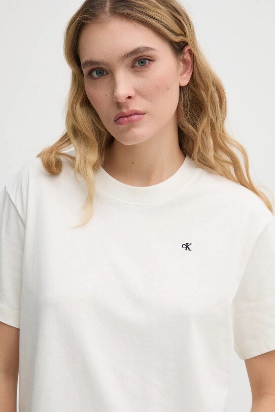 Хлопковая футболка Calvin Klein Jeans бежевый J20J225238