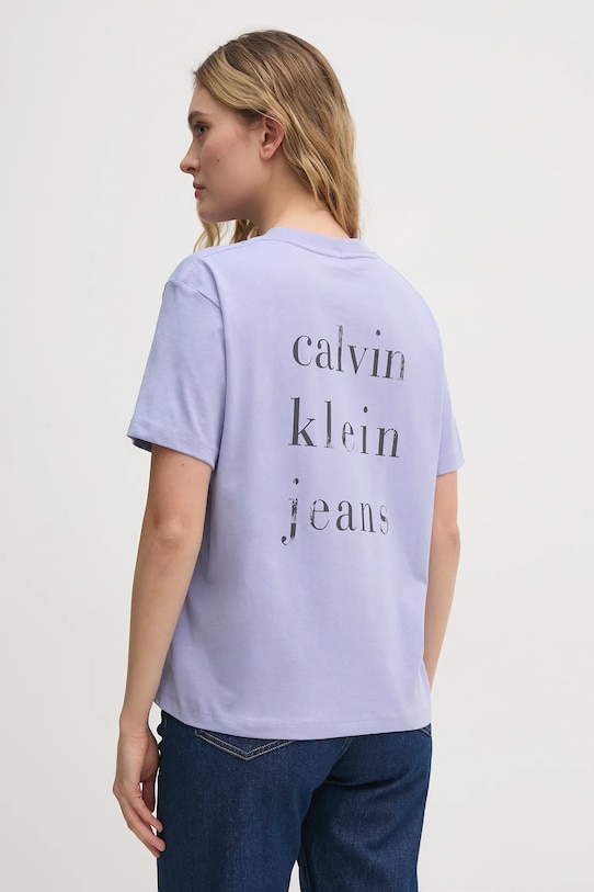Бавовняна футболка Calvin Klein Jeans бавовна фіолетовий J20J225238