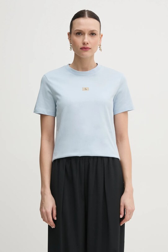 Хлопковая футболка Calvin Klein Jeans regular голубой J20J225243