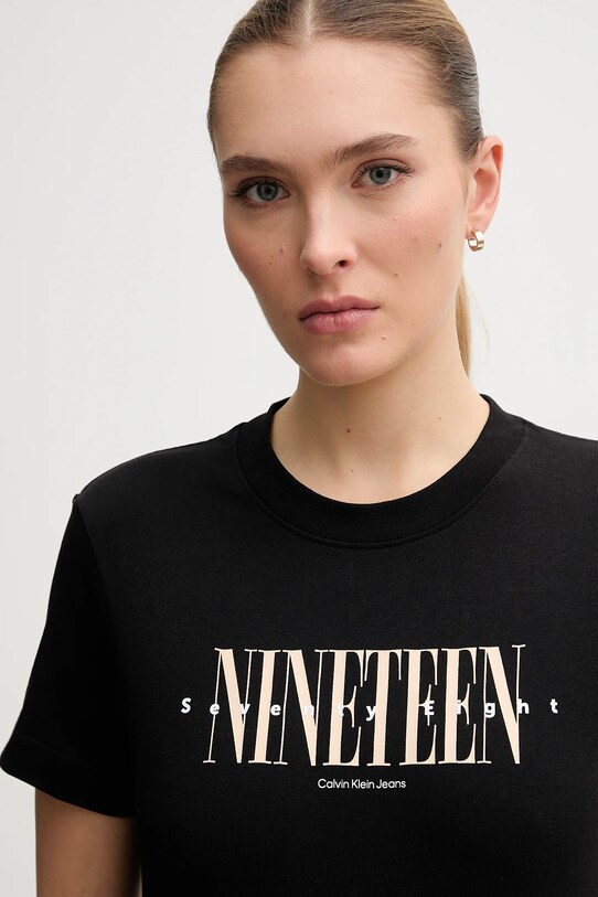 Хлопковая футболка Calvin Klein Jeans чёрный J20J225259