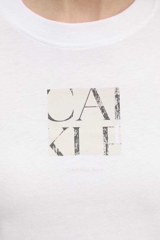 Bavlnené tričko Calvin Klein Jeans J20J225260 biela