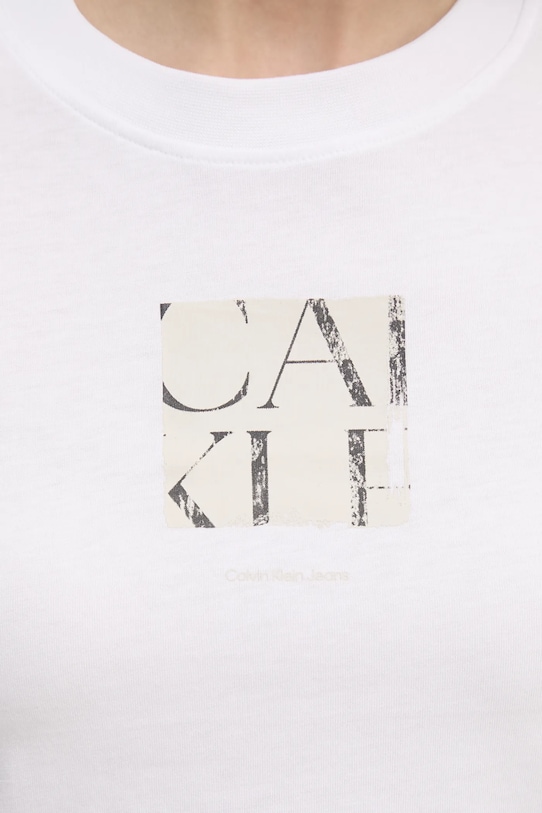Bavlnené tričko Calvin Klein Jeans J20J225260 biela