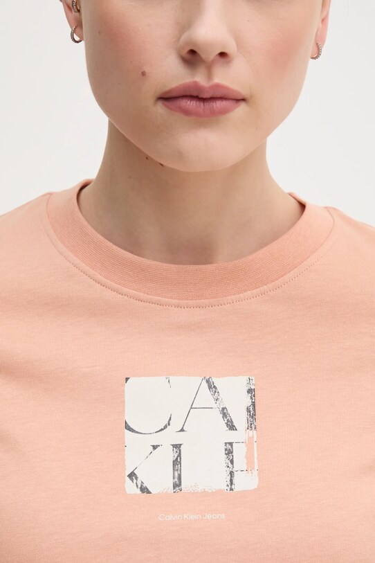Bavlnené tričko Calvin Klein Jeans J20J225260 oranžová