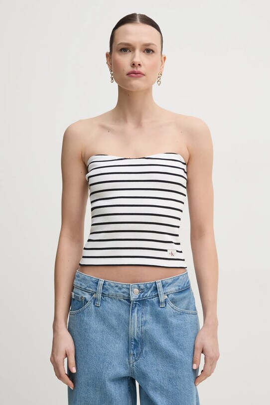 Calvin Klein Jeans top uni alb J20J225310