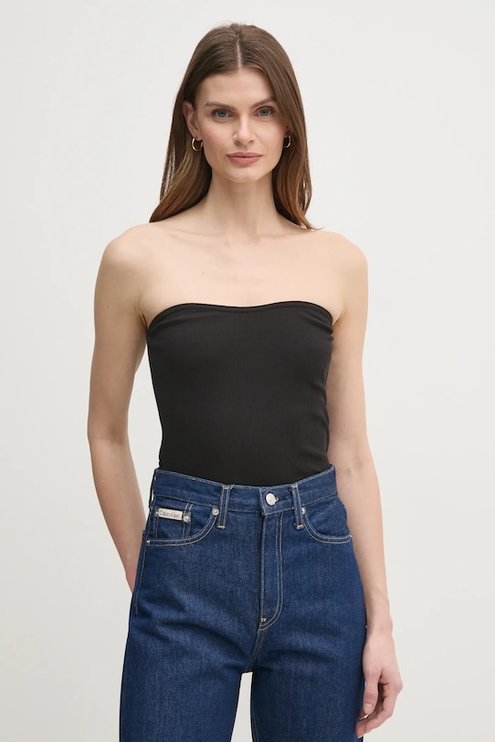 Calvin Klein Jeans top z elastanem czarny J20J225310