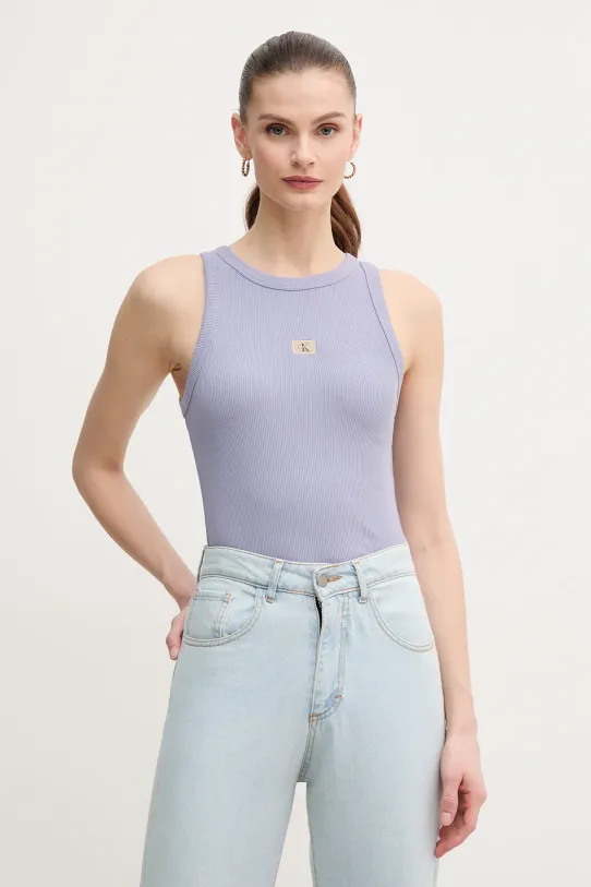 Top Calvin Klein Jeans natpis ljubičasta J20J225311