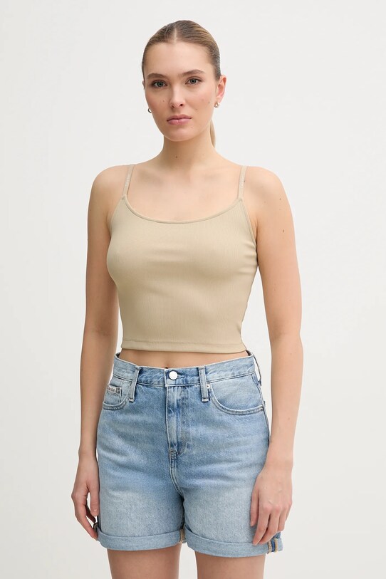 Top Calvin Klein Jeans slim μπεζ J20J225312