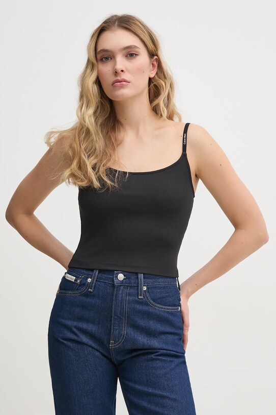 Топ Calvin Klein Jeans вталена черен J20J225312