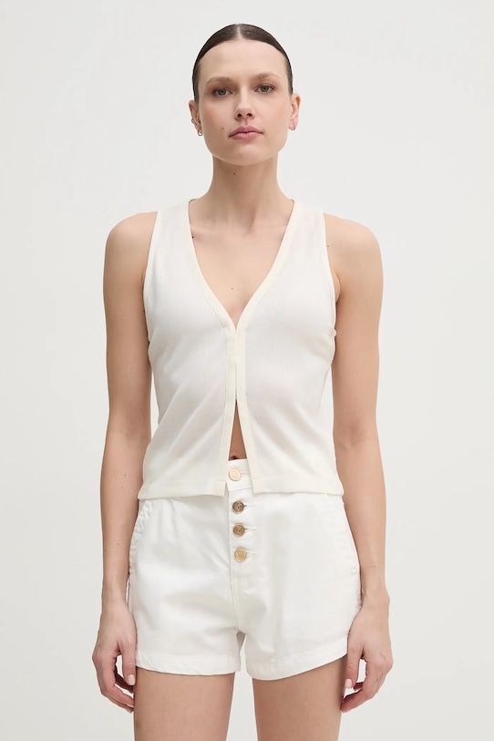 Blúzka Calvin Klein Jeans slim béžová J20J225316