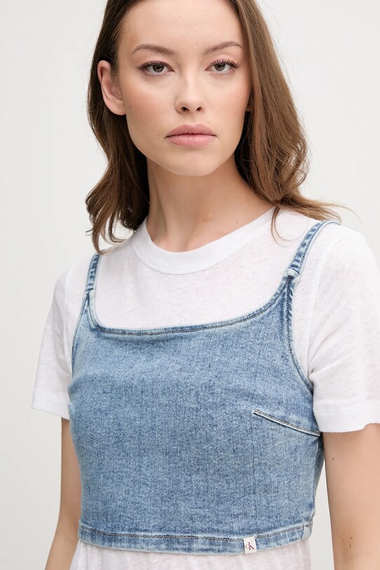 Džínový top Calvin Klein Jeans modrá J20J225515