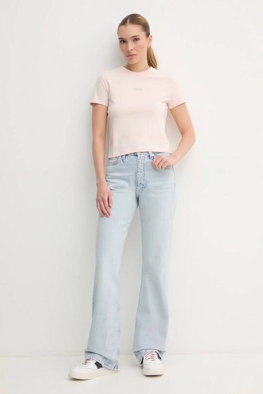 Хлопковая футболка Calvin Klein Jeans J20J225524 розовый SS25