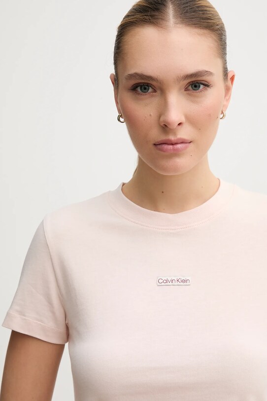 Хлопковая футболка Calvin Klein Jeans розовый J20J225524
